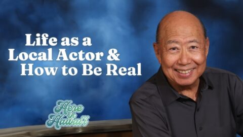 Man smiling with text - Life as a local actor and how to be real