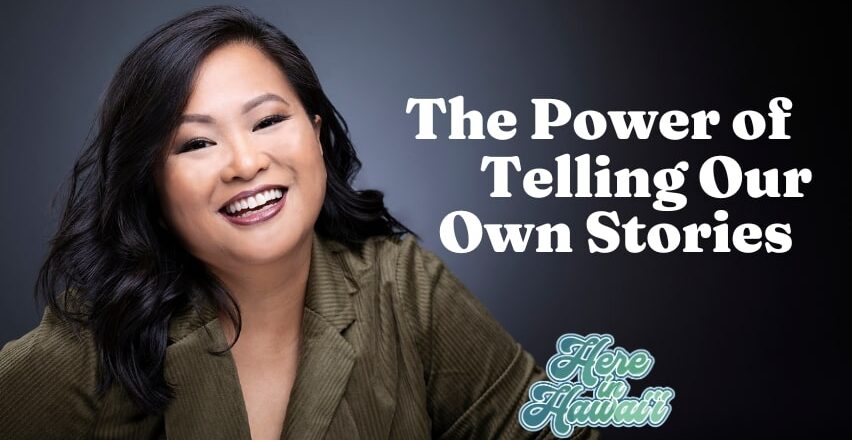 Woman smiling with text The Power of Telling Our Own Stories