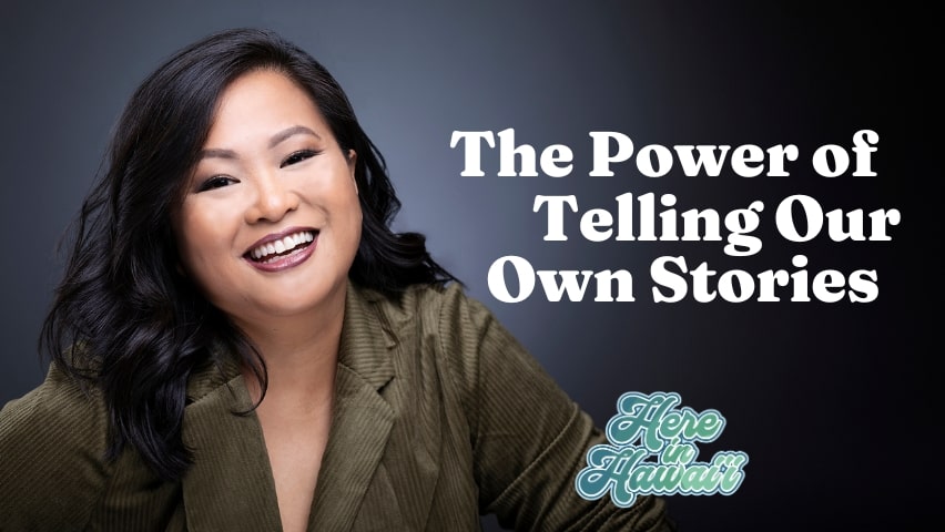 Woman smiling with text The Power of Telling Our Own Stories