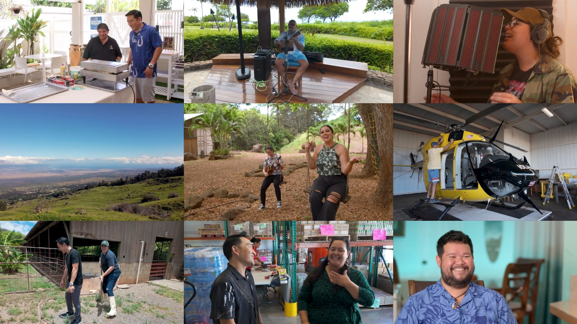 Collage of images of people and places in Hawaii